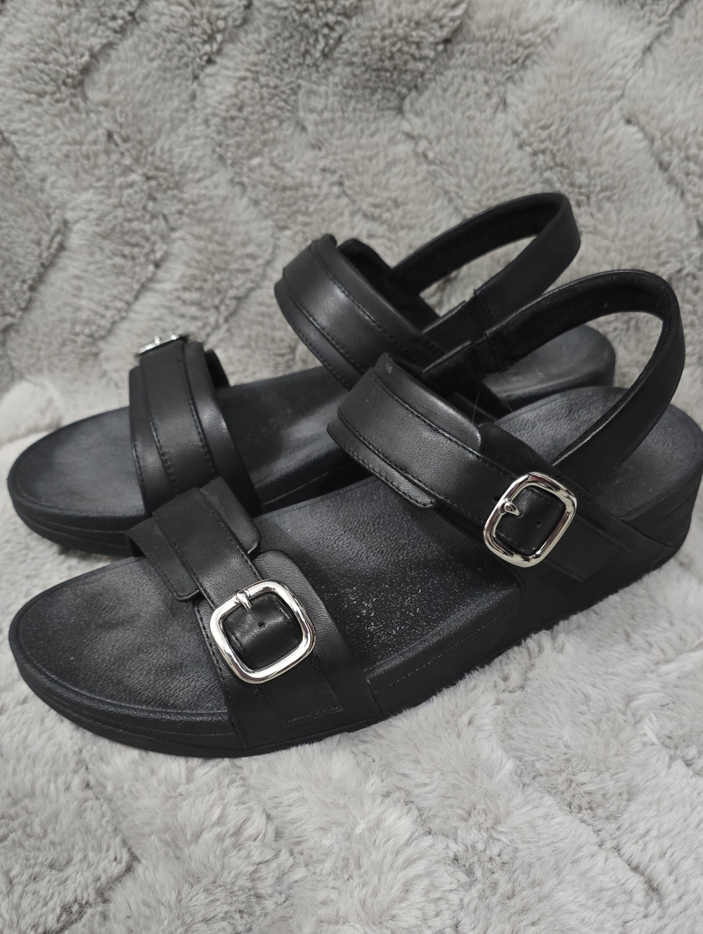 Black Buckle lulu Back Strap Comfort Sandals for Women